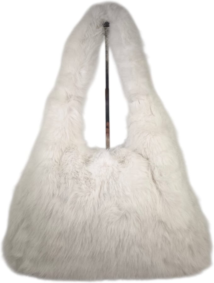 Qischa - schoudertas - hobo tas - fluffy - lange draagriem - wit