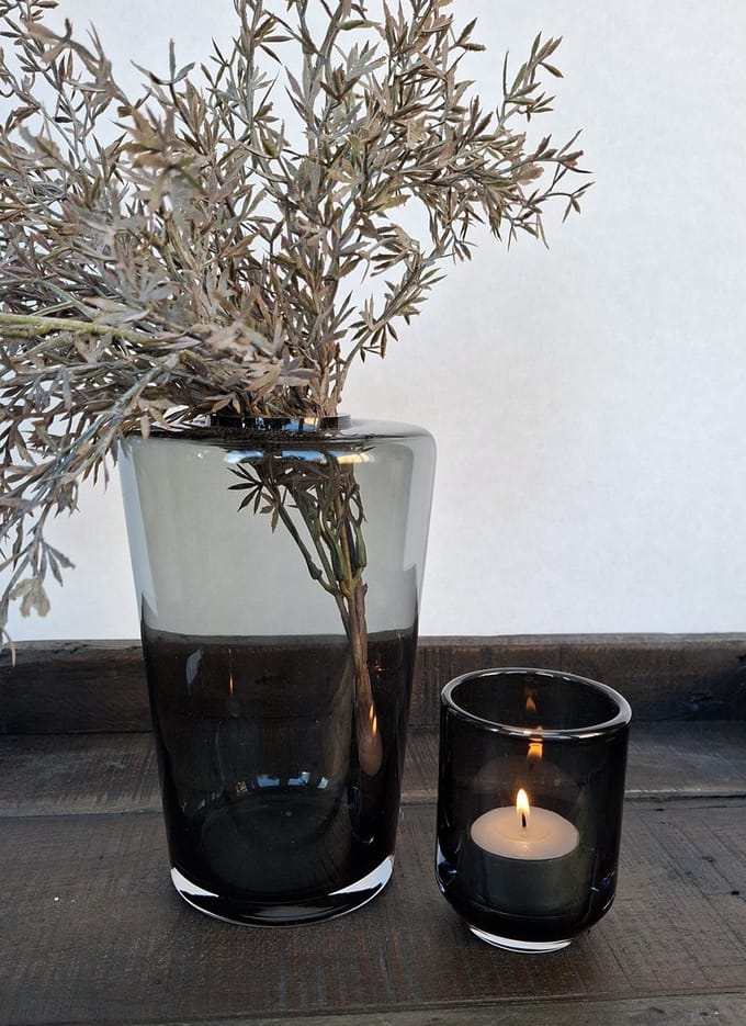 Mix en Match - Vaasje - Waxinelichthouder - Set - Black Smokey - 18x9cm
