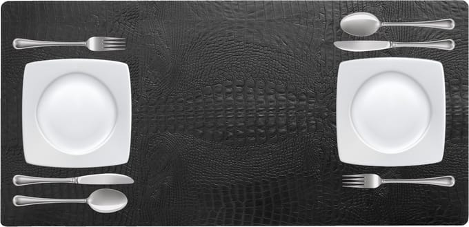 NOOBLU Tafelloper DUBL - Croco Midnight black - Lengte: 85 cm, Aantal: 1 tafelloper