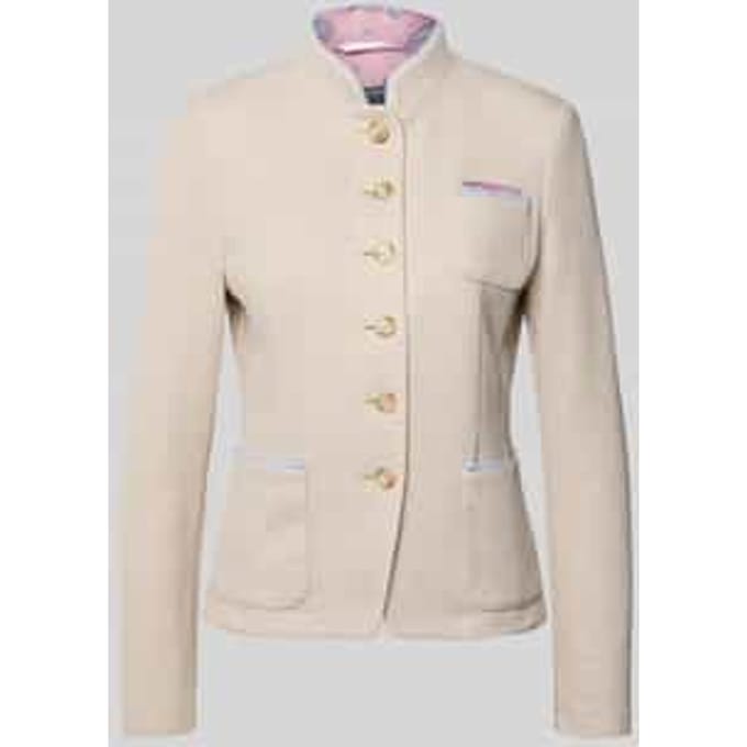 slim fit blazer met opstaande kraag en opgestikte zakken