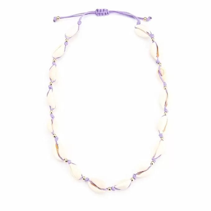 Bijoutheek Collier Schelpen Gold Balls Paars