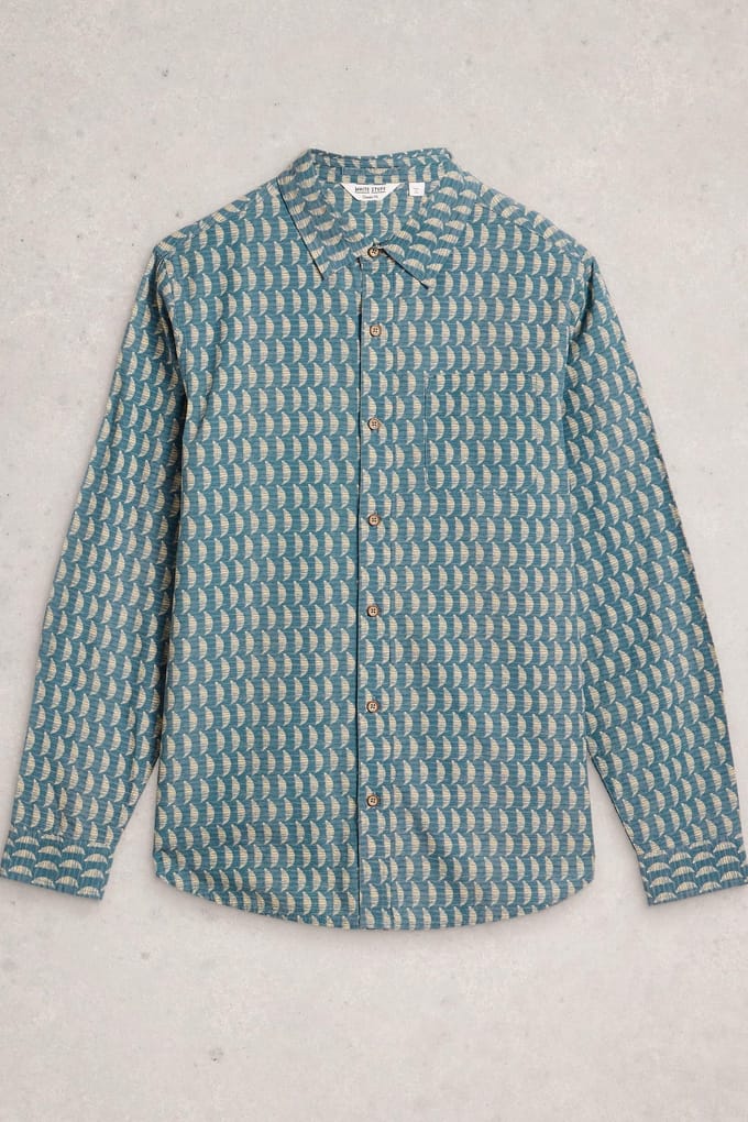 White Stuff Geo Ls Printed Shirt Green Print Maat: M | Casual Overhemden Outlet | Heren | Groen
