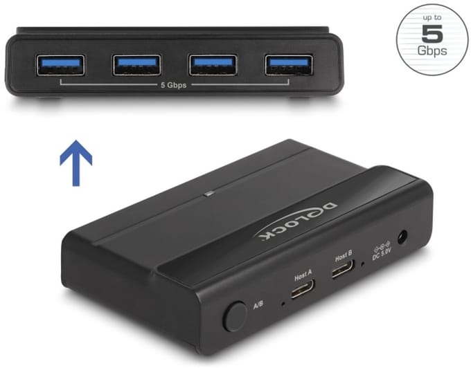Delock USB 5 Gbps Switch 4 x Device and 2 x Host