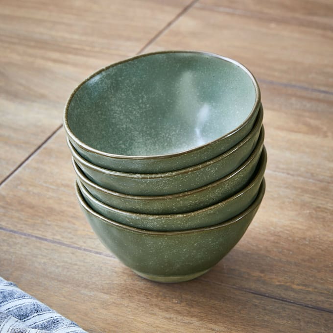 LOBERON Kom set van 6 Biarré turquoise/bruin