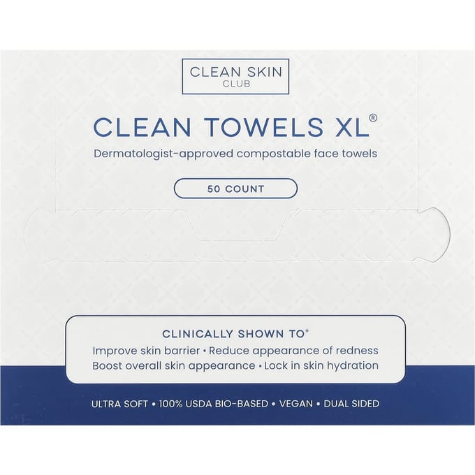 Clean Skin Club, Serviette Propre, XL, 50 feuilles white