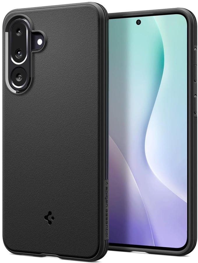 Spigen Essential Sand Blast Samsung Galaxy M56 Hoesje – Schokbestendige TPU Back Cover – Air Cushion Technologie – Anti-Slip Matte Afwerking – Zwart