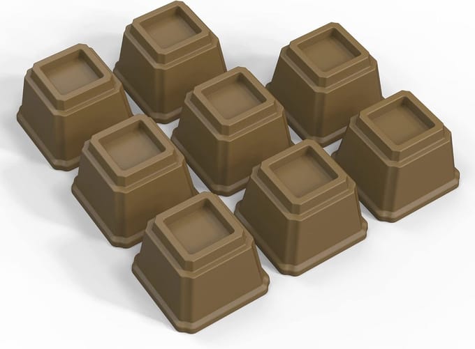 Bedverhogers Set - Meubel Lifters - Meer Ruimte Creëren - Zwaar Werk Plastic - Set Van 8 - Bruin