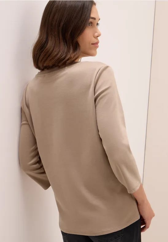 Basic shirt met V-hals