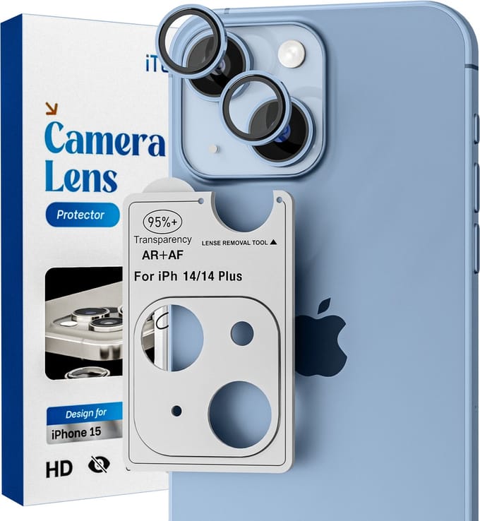 Camera Lens Screen Protector - Geschikt voor iPhone 14 / 14 Plus - 9H Bescherming - Blauw