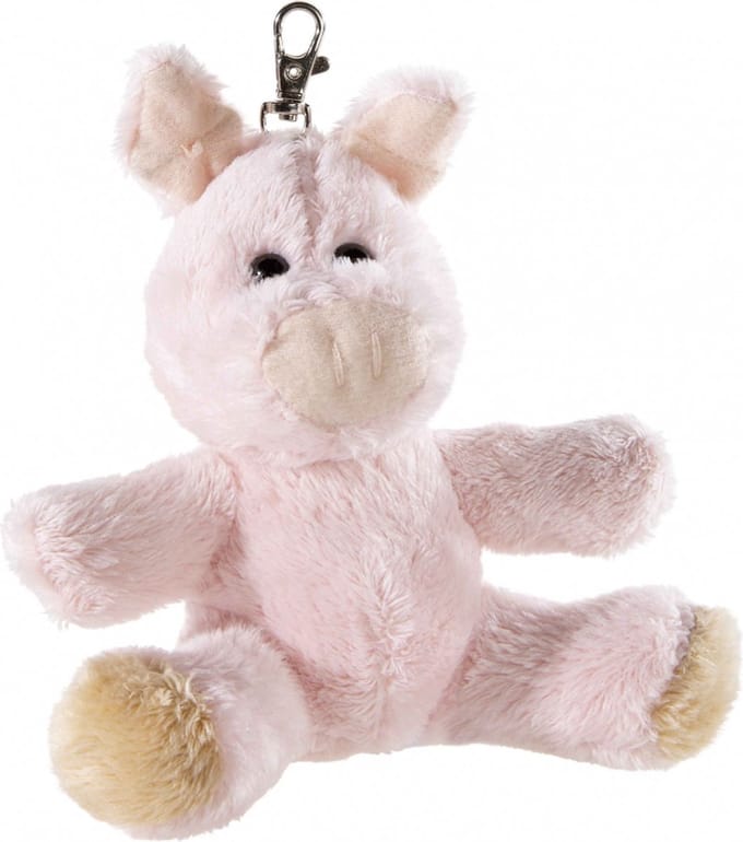 Heunec sleutelhanger varken knuffel roze 10cm speelgoed.