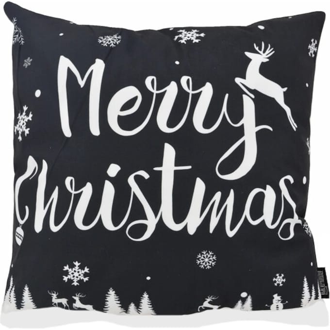 Gek op kussens! Sierkussen zwart-wit kerst #3 | 45 x 45 cm | katoen/polyester