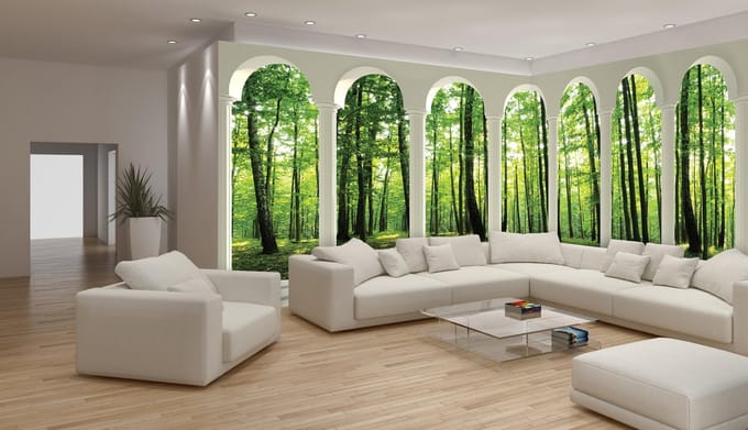 Fotobehang Vlies Bos, Natuur | Groen | GROOT 832x254cm