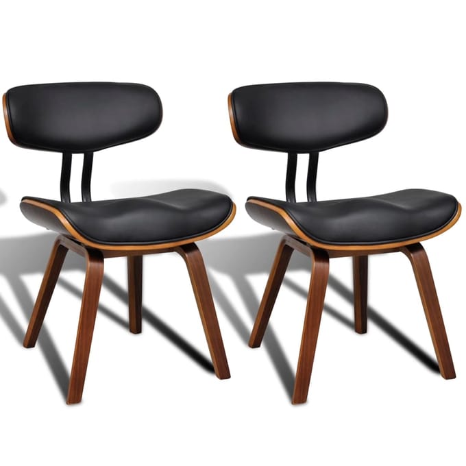 vidaXL - Eetkamerstoelen - 2 - st - gebogen - hout - en - kunstleer