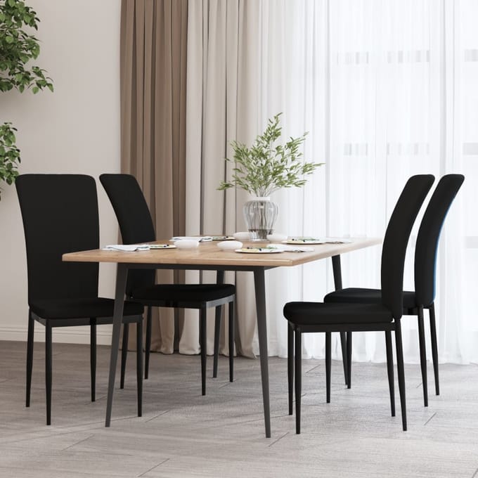vidaXL - Eetkamerstoelen - 4 - st - fluweel - zwart