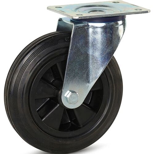 Meso Zwenkwiel rubber Grijs 200mm - 200kg draagvermogen
