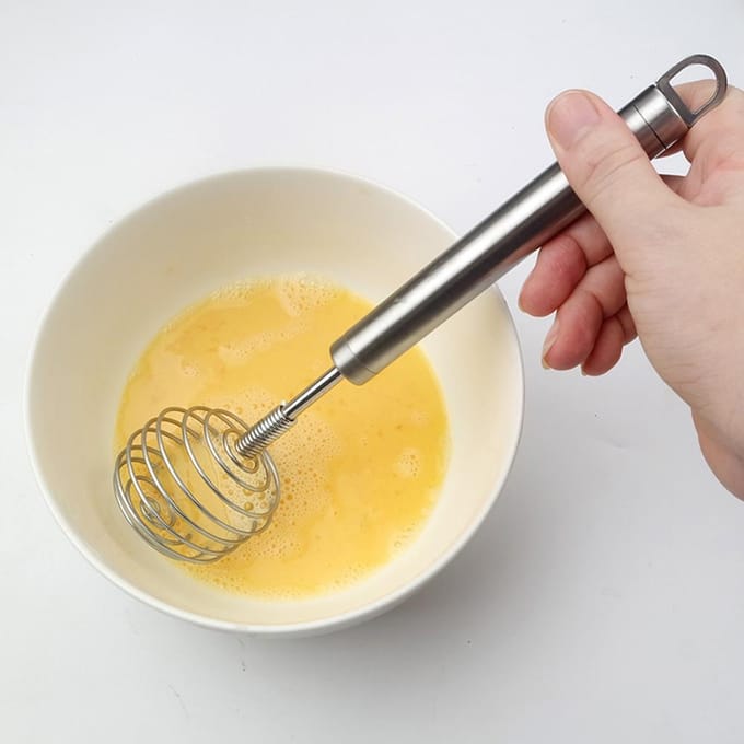 RVS Eierklopper Ronde Vormige Veer Melkblender Handheld Eierklopper zilver