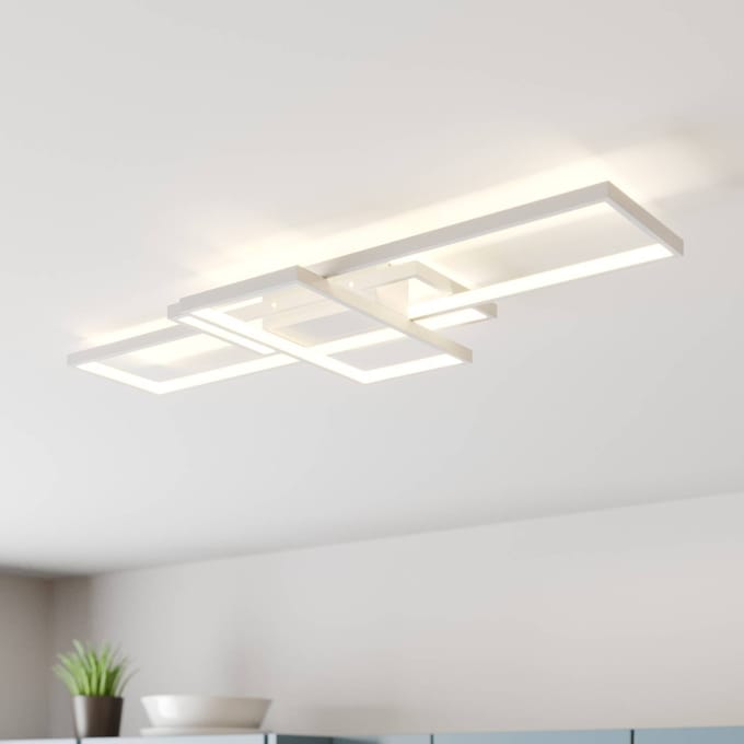 Lindby - LED plafondlamp- met dimmer - 1licht - aluminium - H: 8.5 cm - wit - Inclusief lichtbron