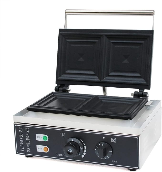 Elektrische Sandwichmaker - Panini Grill - Snacks Maken - Instelbare Temperatuur - 38.5 cm - Zilver