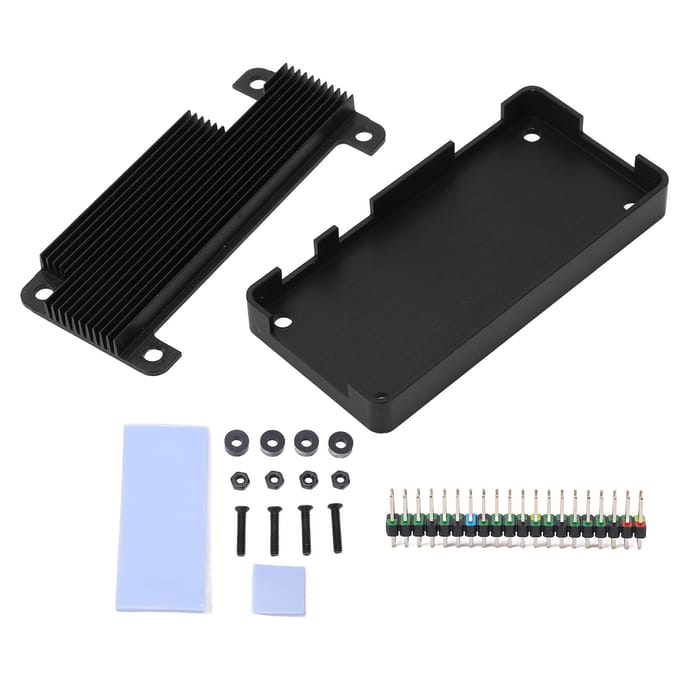 Behuizing van aluminiumlegering met koellichaam, passieve koeling, pin header voor Raspberry Pi Zero