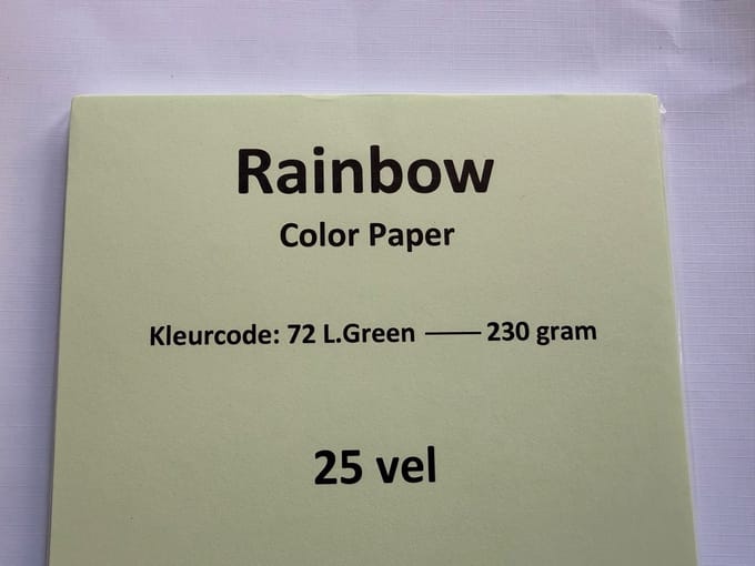 Rainbow Kl-72 ligt groen 25 vel 230 gram (!) papier
