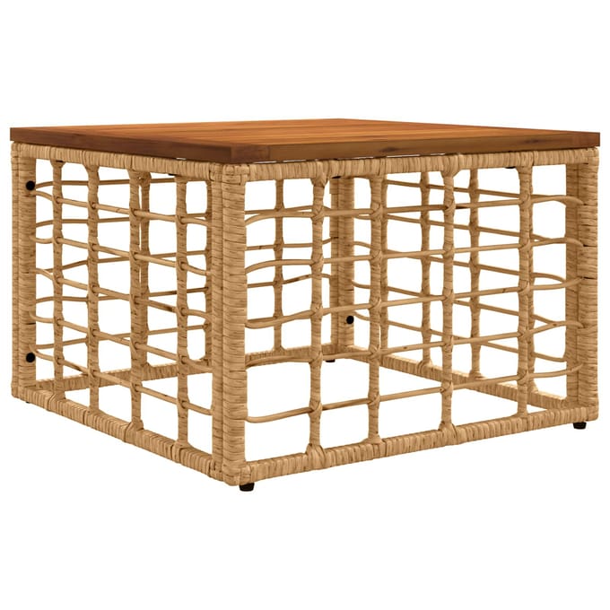 vidaXL - Tuin - Tafel - Naturel - 55 - x - 55 - x - 37 - cm - PE - Riet - en - Glas