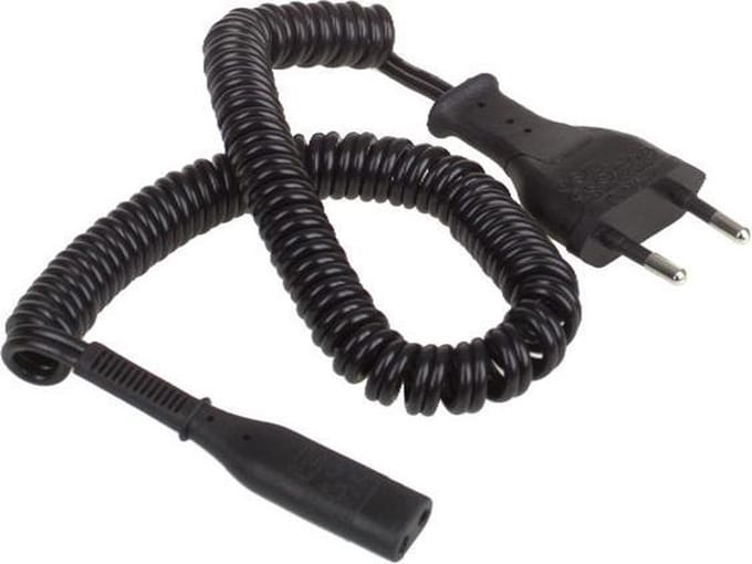 Universeel Netsnoer scheerapparaat - Snoer 2.5A 230V spiraal zwart 1,8M