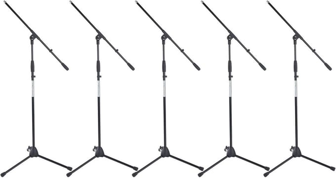 Microfoonstandaard met Zwenkarm Set van 5 - Stabiele Driepoot voor Podium en Studio