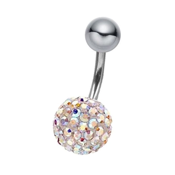 Fako Bijoux® - Navelpiercing - Disco Dots - 8mm - Wit MC
