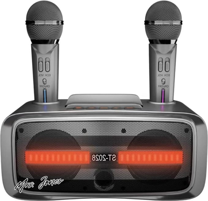 Mrs. Jones Karaokemicrofoon volwassenen kinderen karaoke-luidspreker Bluetooth-microfoons tv complete karaoke 20 W ledlicht instelbare microfoongevoeligheid echo .