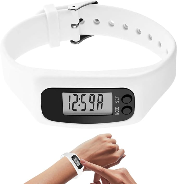 Stappenteller Horloge - Activiteitstracker Armband - Dagelijkse Beweging - Groot LCD Scherm - 25 x 2.7 cm - Wit