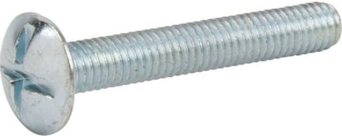 Laagbolkopschroef met Moer. M6 x 60mm. lang. 6 stuks Gegalvaniseerd. Kruiskop. Ifix.