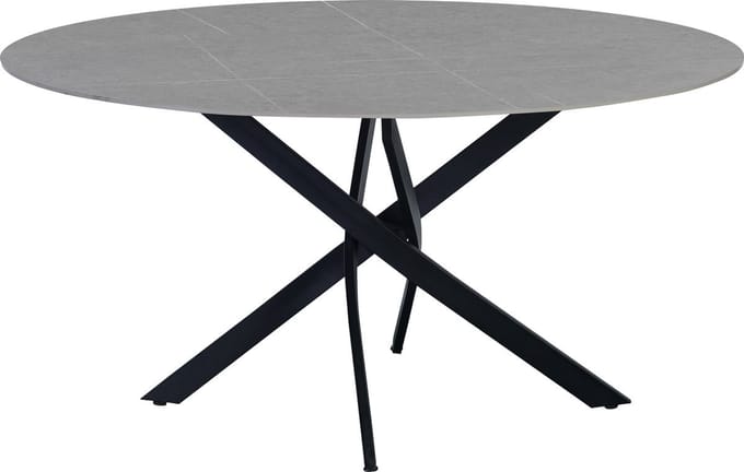 Bolt Edge Eetkamertafel - Rond - 4 personen - Marmerlook - Grijs - Voor binnen en buiten