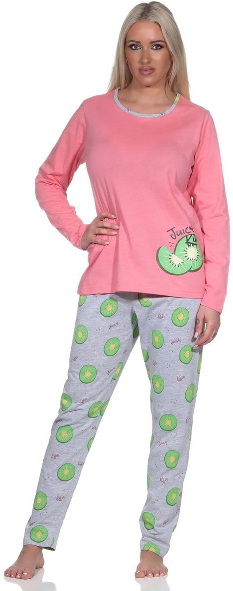 Normann damespyjama met lange mouwen en pyjamabroek in coole Allover Print
