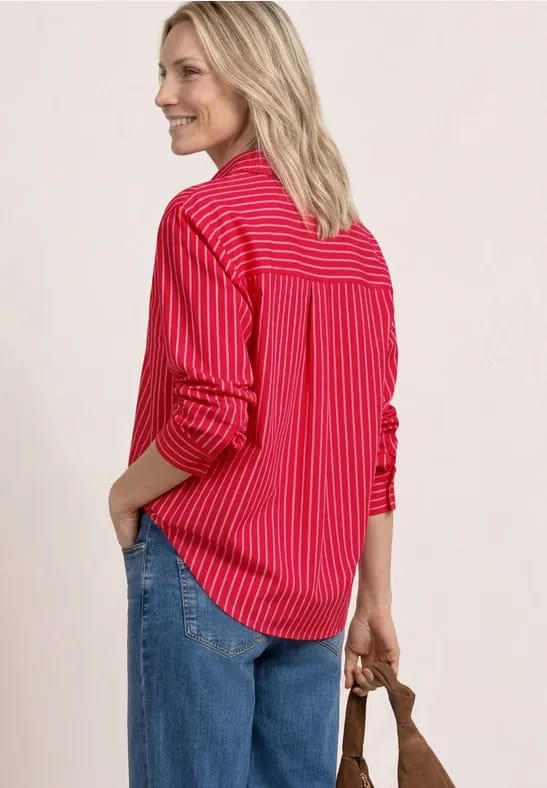 Overhemdblouse met lange mouwen en gestreept patroon
