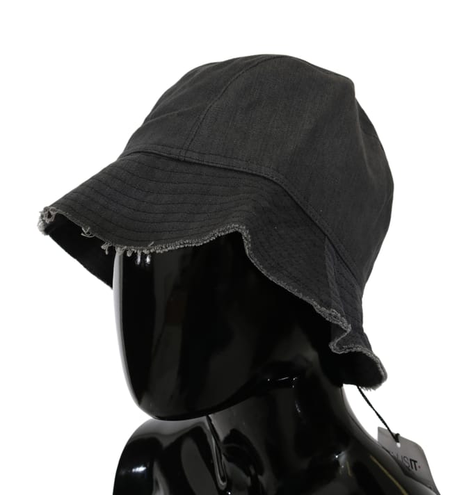 Costume National Dames Zwarte Gewassen Brede Rand Buiten Bucket Hat