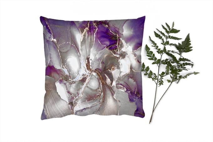 Sierkussens - Kussentjes Woonkamer - 40x40 cm - Goud - Paars - Marmer