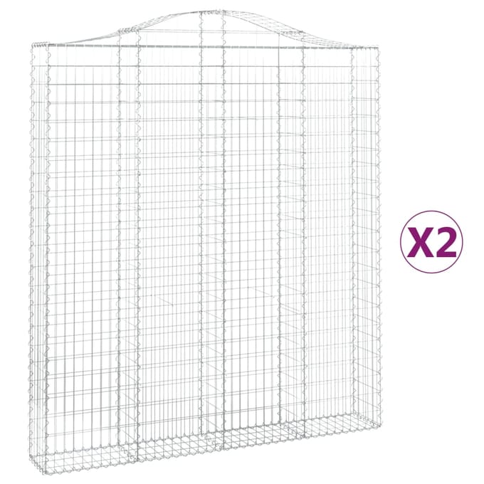 vidaXL Schanskorven 2 st gewelfd 200x30x220/240 cm ijzer