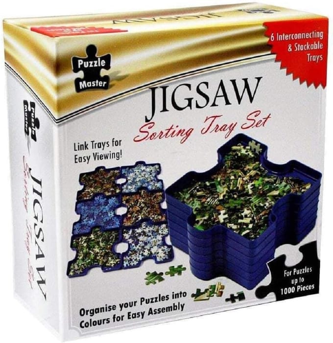 Puzzel Sorteerbakjes - Puzzel Bakken - Puzzelstukjes Sorteren - Onderling Stapelbaar - 6 Stuks - Blauw