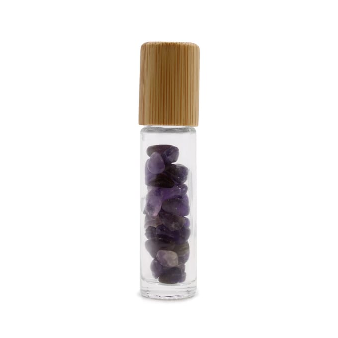 Edelsteen Rollerflesjes 10ml - 2 Stuks - Amethist - Lege Rollerflesjes - Houten Dop - Aromatherapie
