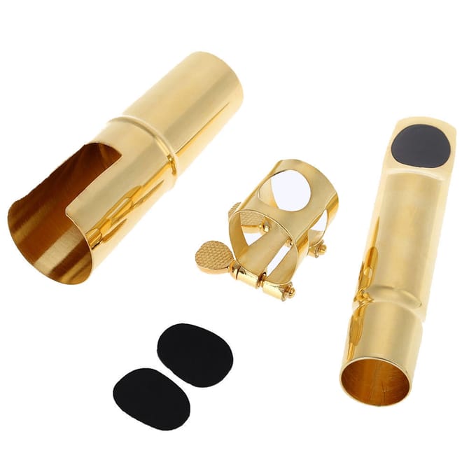 Jazz Tenor Sax Saxofoon 5C Mondstuk Metaal met Mondstuk Patches Pads Kussens Cap Gesp Verguld 5C beige