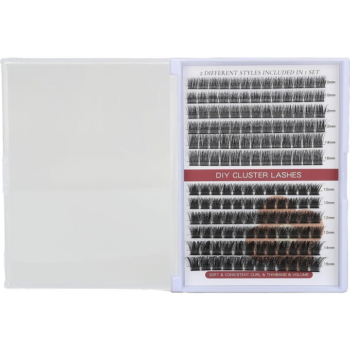 2-in-1 Wimperextension Kit DIY Draagbare Individuele Volume Wimpercluster met 10ml Vloeistof C+D 12 gray