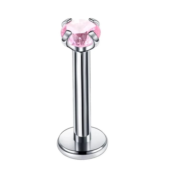 Rvs sieraden - Roze zirkonia labret piercing - Hypoallergeen staal