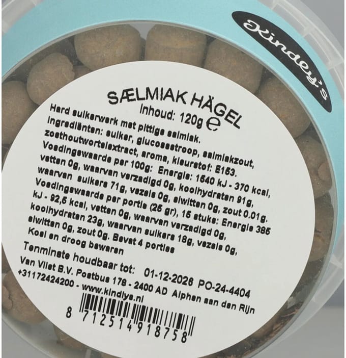 Kindly's Salmiak Hagel - 12 x 125 gr - Voordeelverpakking