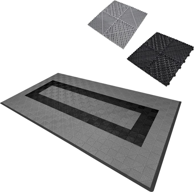 Geventileerde kliktegels - grijs/zwart - 3,2m x 6m - antislip