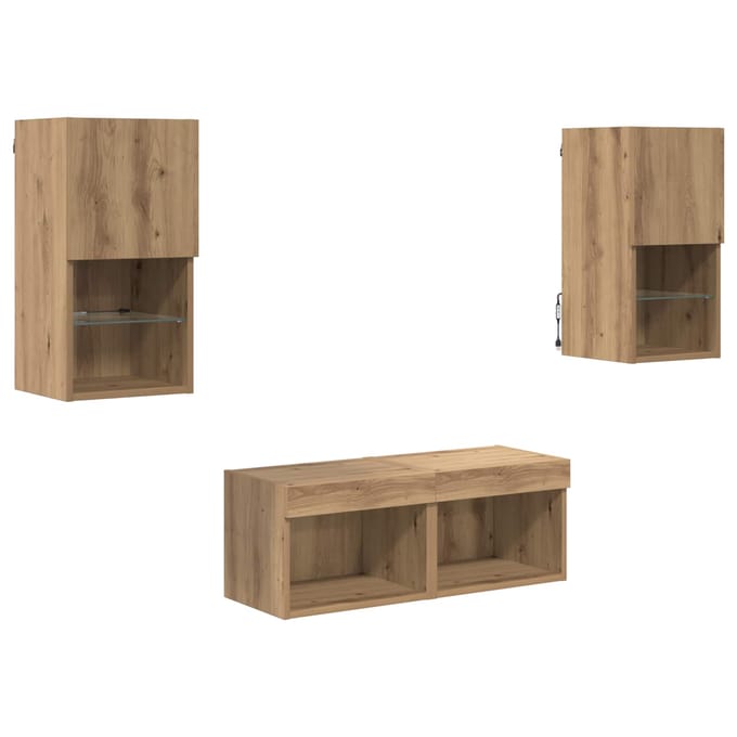 vidaXL TV Wandkasten 4 st Artisan Eiken Bewerkt hout