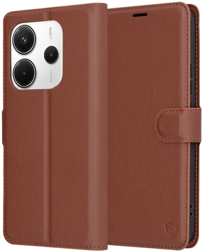 Hoesje geschikt voor Xiaomi Redmi Note 14 4G 163.2mm - Techsuit Leather Folio Book Wallet Case - Bruin