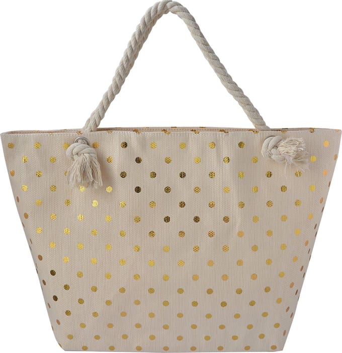 Juleeze Strandtas 56x37 cm Beige Polyester Stippen Handtas Dames