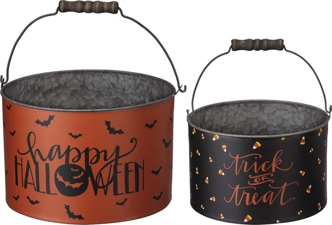Halloween Emmers Set van 2 - Metalen Emmers voor Trick or Treat