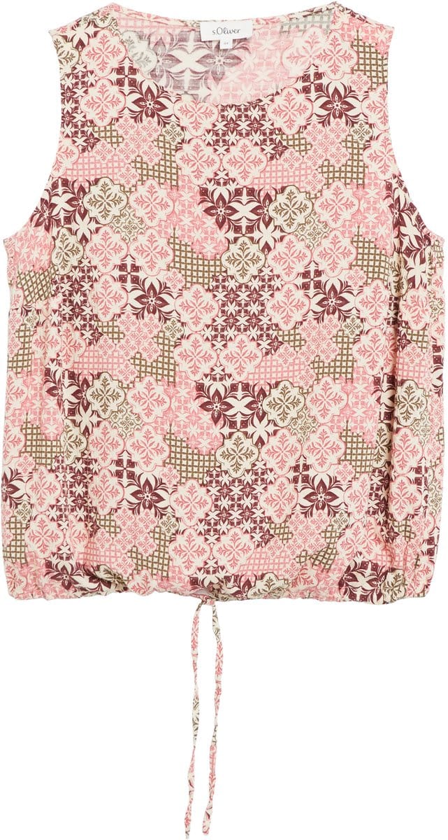 Mouwloze Blouse van Gemengde Viscose met All-overprint en Trekkoord Dames s.Oliver