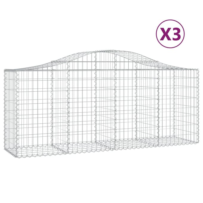 vidaXL - Schanskorven - 3 - st - gewelfd - 200x50x80/100 - cm - gegalvaniseerd - ijzer